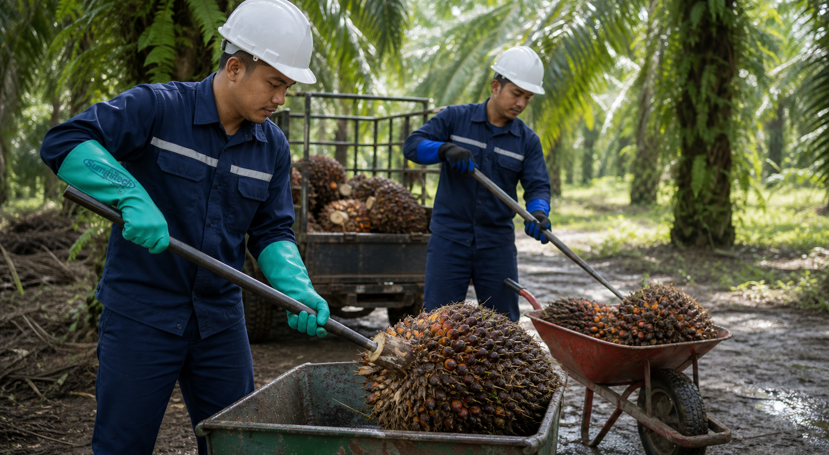 Sarung tangan Summitech GT dan NL10 BB digunakan di perkebunan sawit